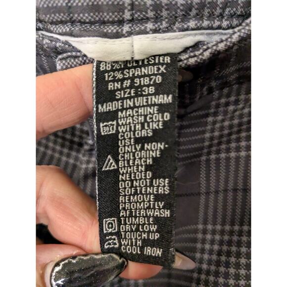 Pebble Beach Performance Plaid Golf Athletic Shorts Mens Size 38 Black Gray - Picture 4 of 5